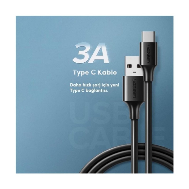 Ugreen USB Type-C Şarj ve Data Kablosu, 1 Metre, Beyaz