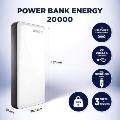 Varta Energy 20000 mAh Hızlı Şarj Powerbank Outlet