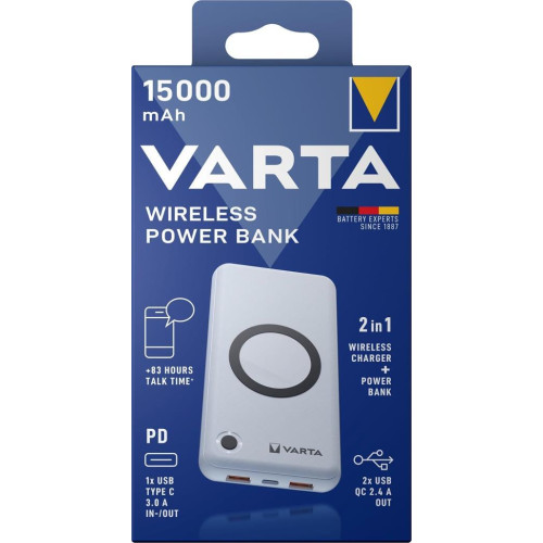 Varta 57908 15000 mAh Hızlı Şarj Kablosuz Powerbank Teşhir