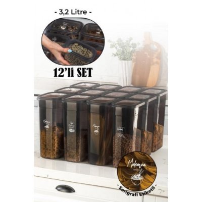 Vienev Etiketli 12li Set Peggy Şeffaf Kapaklı Uzun Dikdörtgen Saklama Kabı 3,2 Litre - 1 Vienev Etiketli 12li Set Peggy Şeffaf 