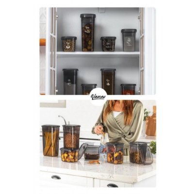 Vienev Etiketli 12li Set Peggy Şeffaf Kapaklı Uzun Dikdörtgen Saklama Kabı 3,2 Litre - 1 Vienev Etiketli 12li Set Peggy Şeffaf 