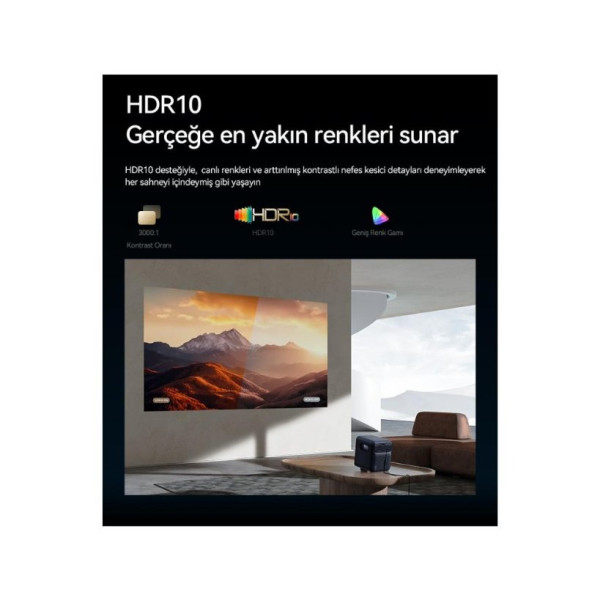 WANBO Mozart 1 Pro Akıllı Projeksiyon Cihazı – 1200 ANSI, Google TV, HDR, MEMC, Lisanslı | 2025 Yeni Versiyon