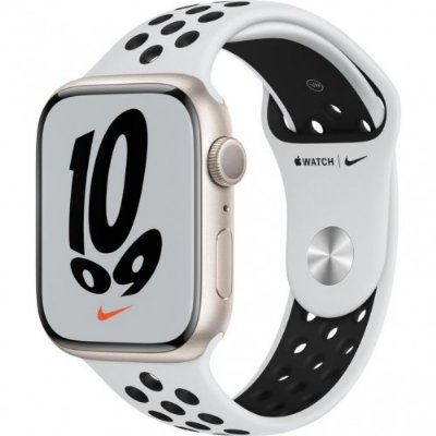 Apple Watch Series 7 Nike GPS 45mm Yıldız Işığı Alüminyum Kasa ve Nike Spor Kordon Akıllı Saat