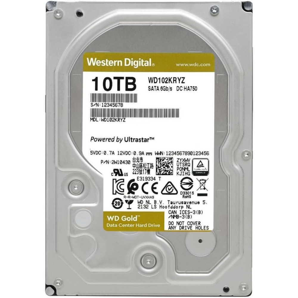 Western Digital Gold WD102KRYZ SATA 3.0 7200 RPM 3.5" 10 TB Harddisk Teşhir