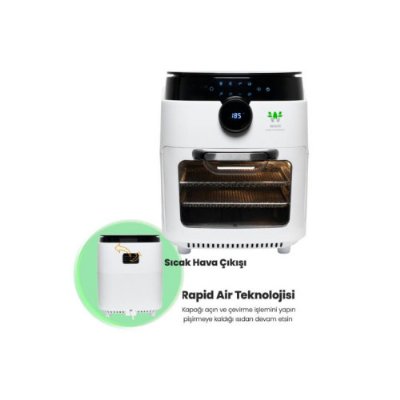 Wiami Airfryer Oven RA-011W 12 lt Beyaz Yağsız Fritöz Teşhir