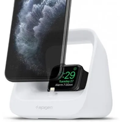 Spigen Stand S316 2in1 iPhone & Apple Watch ile Uyumlu Stand Dock Şarj Ünitesi Soft White Outlet