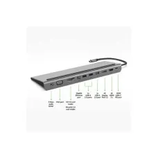 Belkin USB-C Hub, 11'i 1 arada Çoklu Bağlantı Noktalı Adaptör Yuvası, 4K HDMI, DisplayPort, VGA, USB-C ve 100W, Bağlı Cihazdan Şarj Etmek İçin, 3x USB A, Gigabit Ethernet, SD, MicroSD, 3,5 mm Jak Outlet