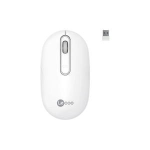 Lenovo Lecoo WS207 Beyaz Şarjlı Ergonomik Optik Kablosuz Mouse - TESHİR