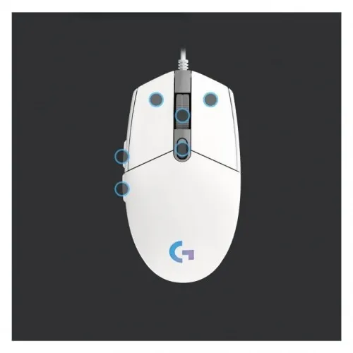 Logitech G G102 Lightsync RGB Kablolu Gaming Mouse, Beyaz,