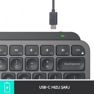 Logitech MX Keys Mini Minimalist Kablosuz Bluetooth Aydınlatmalı Türkçe Q Klavye - Siyah