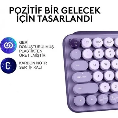 Logitech POP Keys Krem Mor Kablosuz Mekanik Klavye
