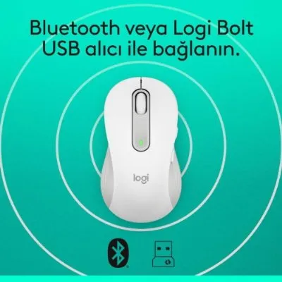 Logitech M650 Signature 910-006238 Beyaz Sessiz Büyük Boy Sağ El Optik Kablosuz Mouse