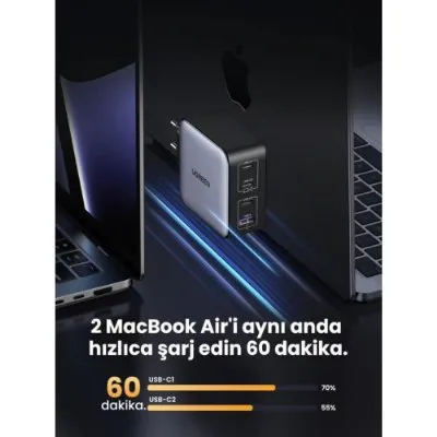 Ugreen Gan X 100 W 4 Port Hızlı Şarj Adaptörü Teşhir